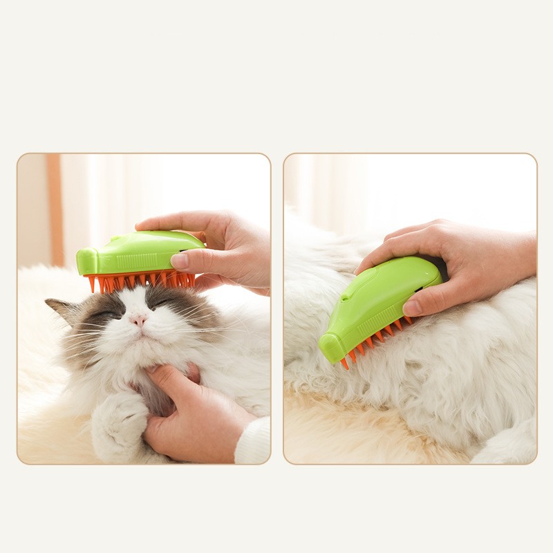 3-in-1 Steam Pet Brush – Removes Hair, Cleans & Massages
