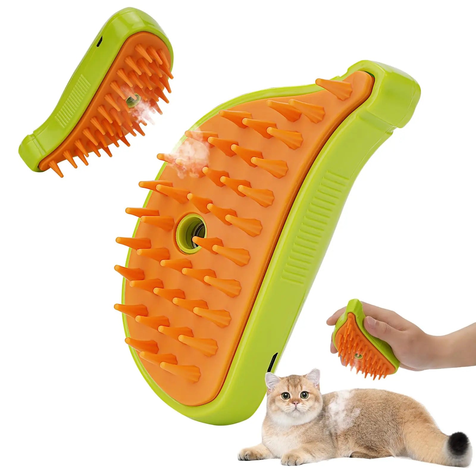 3-in-1 Steam Pet Brush – Removes Hair, Cleans & Massages